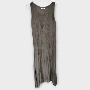 Sandra Fellini Maxi Dress Sz M Silk Crinkled Sleevless Lining Glamcore Royalty